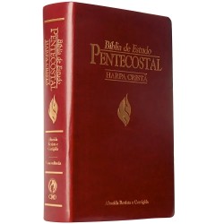 Bíblia de Estudo Pentecostal Média c/ Harpa Cristã | Letra Normal | ARC | Luxo Vinho